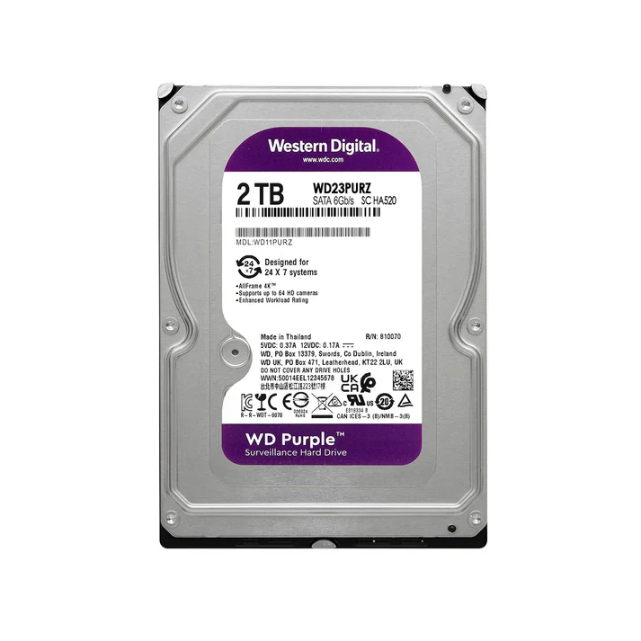 Disco Duro Purple WD23PURZ 2TB 64mb Surveillance 5400rpmm